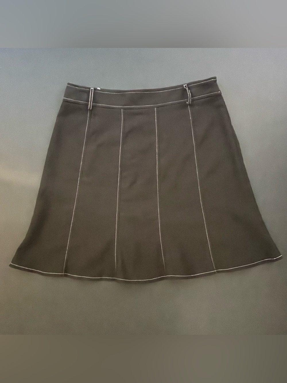 VTG Y2K Exact Change Contrast Stitch A-Line Skirt Brown Junior Size 9